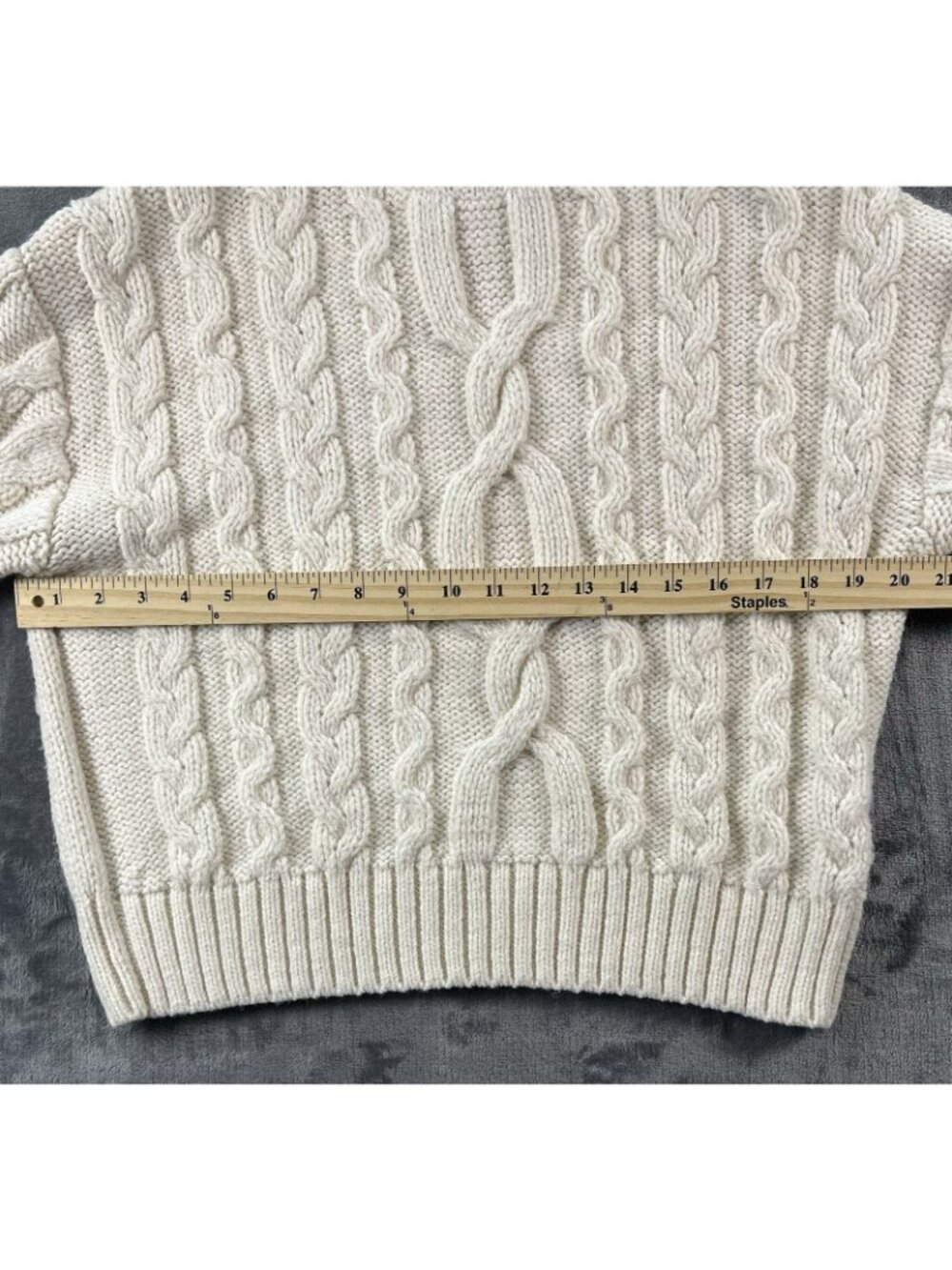 H&M Cable Knit Turtleneck Sweater Women’s Small Ivory Cottage Fisherman - Picture 5 of 6